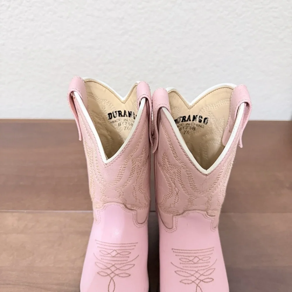 Durango Western Pink Boots Girls Kids Cowgirl Silver Tip Size 7.5
